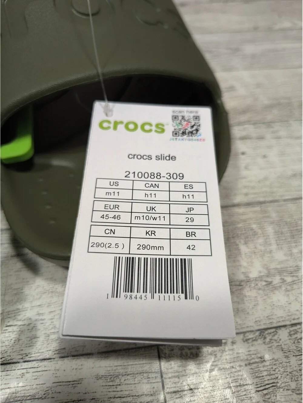 Crocs Essentials Slide Men's Size 11 Army Green Slip On Comfort 210088-309 NWT